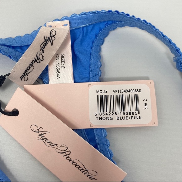 Agent Provocateur Molly Blue Pink Thong AP2 Small NWT - Picture 10 of 10